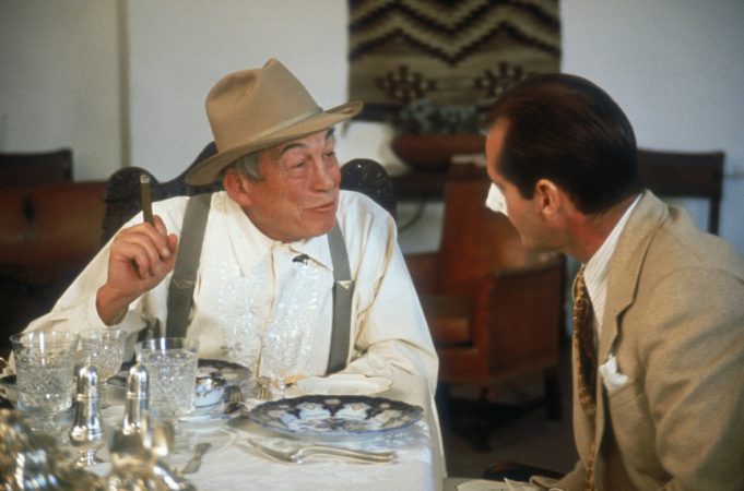 John Huston and Jack Nicholson in Chinatown (1974)